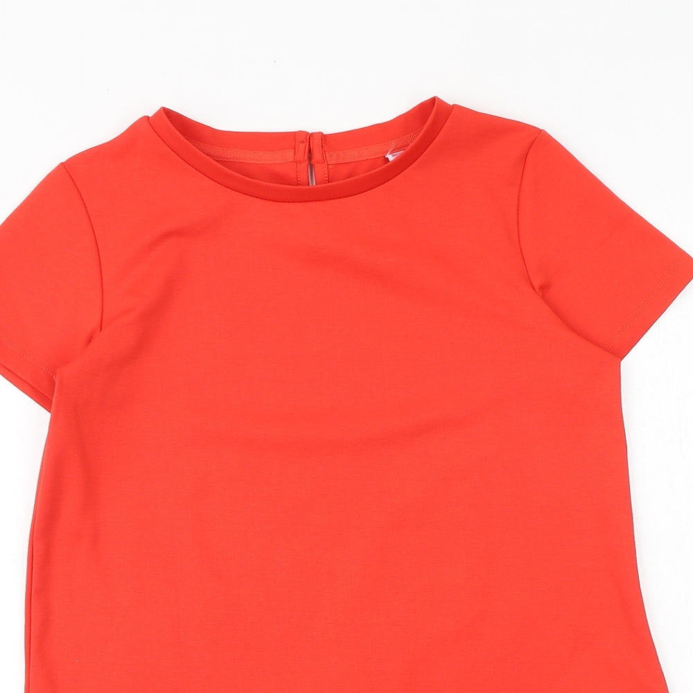 Ted Baker Girls Red Polyester A-Line Size 11-12 Years Round Neck Button