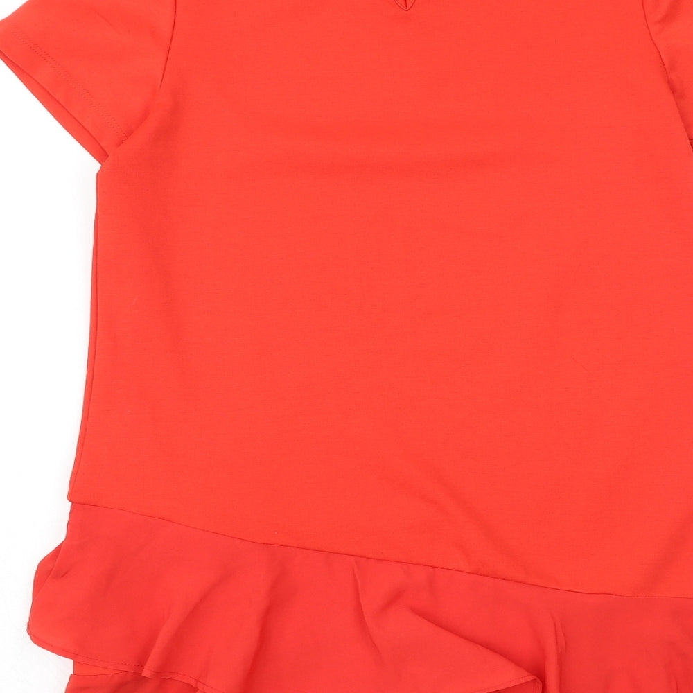 Ted Baker Girls Red Polyester A-Line Size 11-12 Years Round Neck Button