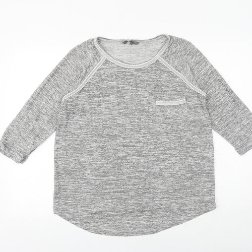 NEXT Womens Grey Geometric Viscose Basic Blouse Size 16 Round Neck