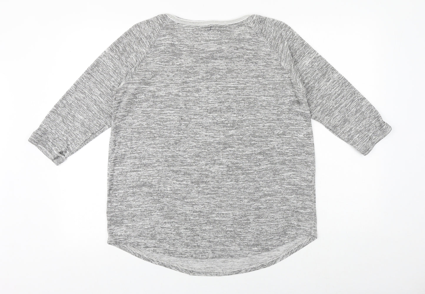 NEXT Womens Grey Geometric Viscose Basic Blouse Size 16 Round Neck