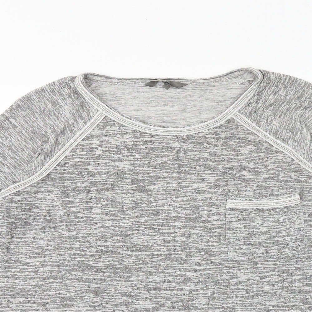 NEXT Womens Grey Geometric Viscose Basic Blouse Size 16 Round Neck