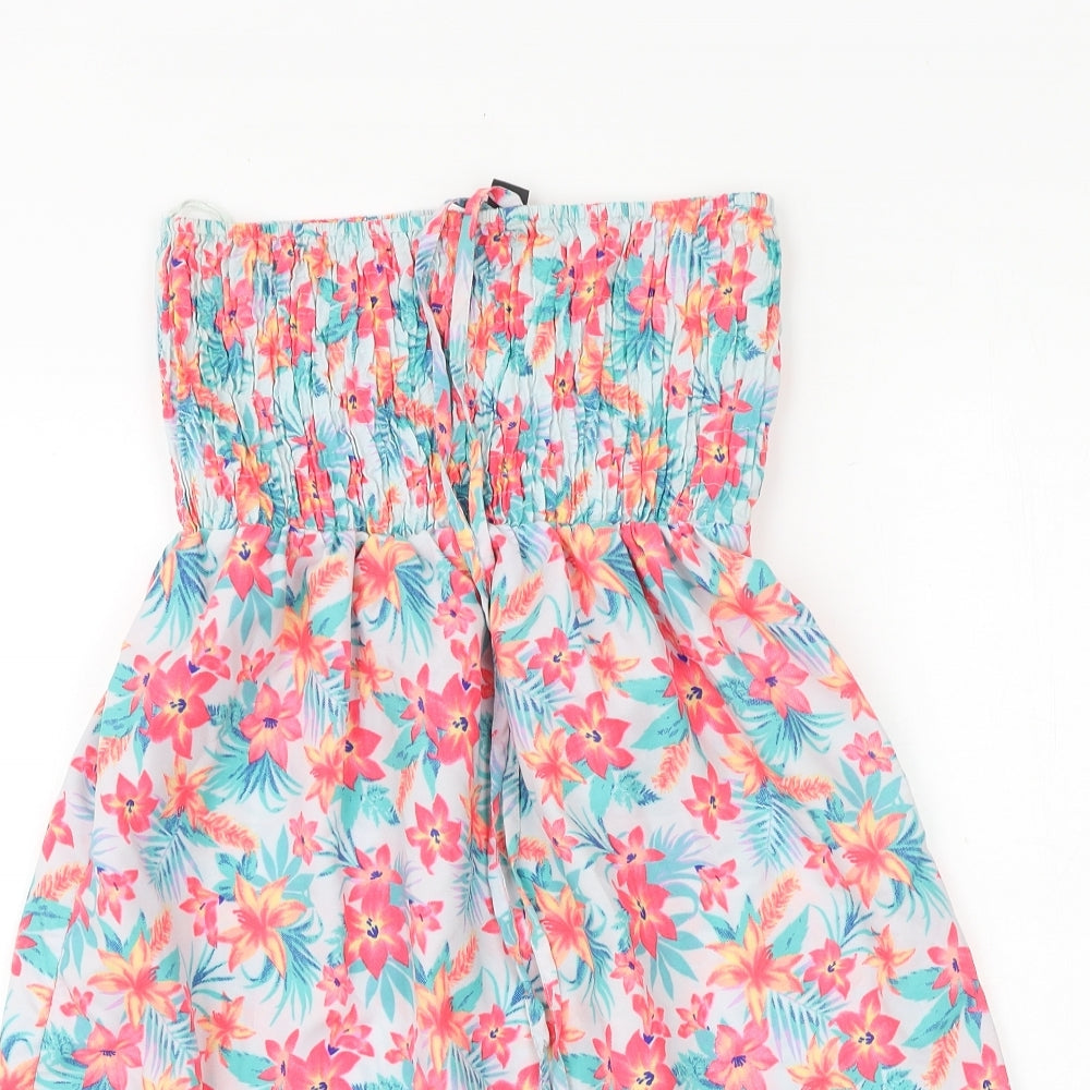 Primark Womens Blue Floral Polyester A-Line Size S Halter Tie