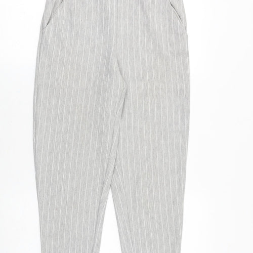 H&M Womens Grey Striped Polyester Chino Trousers Size XS Regular