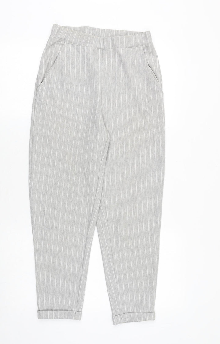 H&M Womens Grey Striped Polyester Chino Trousers Size XS Regular