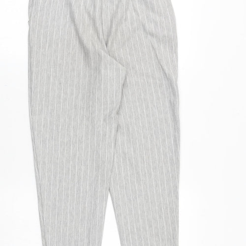 H&M Womens Grey Striped Polyester Chino Trousers Size XS Regular