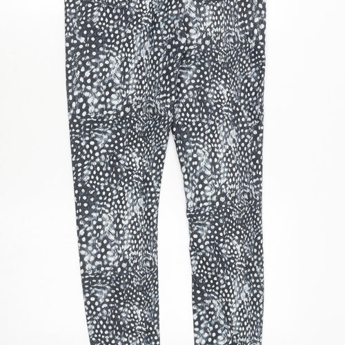 Topshop Womens Black Geometric Cotton Skinny Jeans Size 28 in Regular Zip