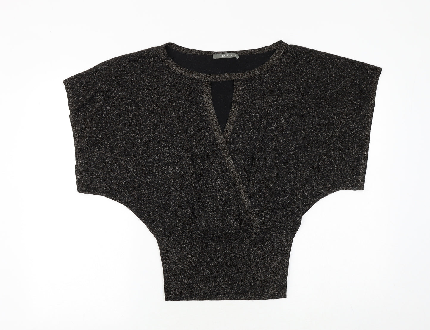 Oasis Womens Black Boat Neck Viscose Pullover Jumper Size S - Cut Out Detail