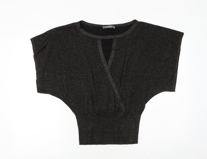 Oasis Womens Black Boat Neck Viscose Pullover Jumper Size S - Cut Out Detail