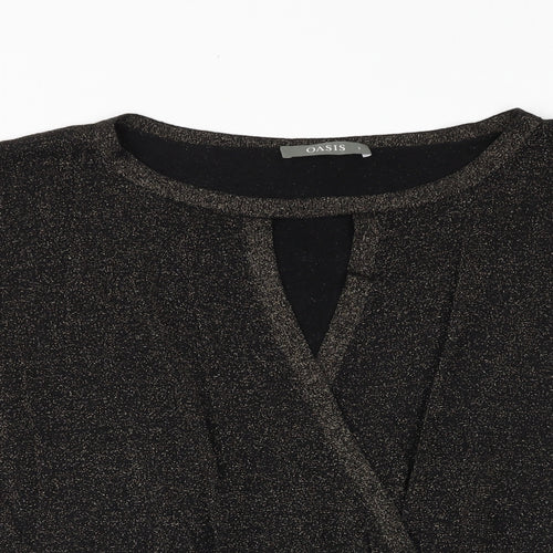 Oasis Womens Black Boat Neck Viscose Pullover Jumper Size S - Cut Out Detail