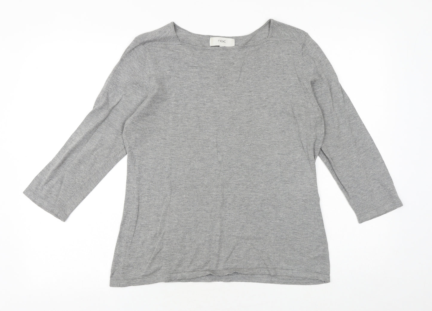 NEXT Womens Grey Cotton Basic T-Shirt Size 14 Square Neck