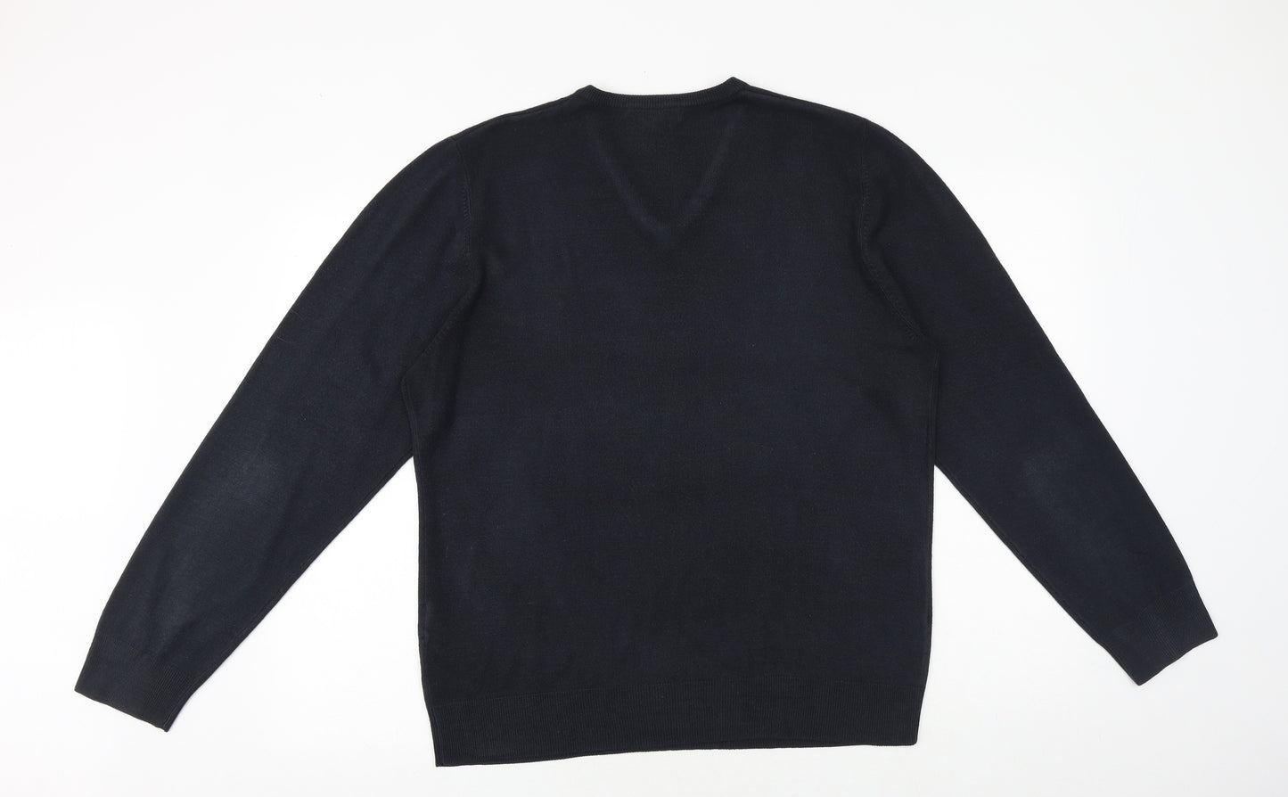 Marks and Spencer Mens Black V-Neck Acrylic Pullover Jumper Size L Long Sleeve
