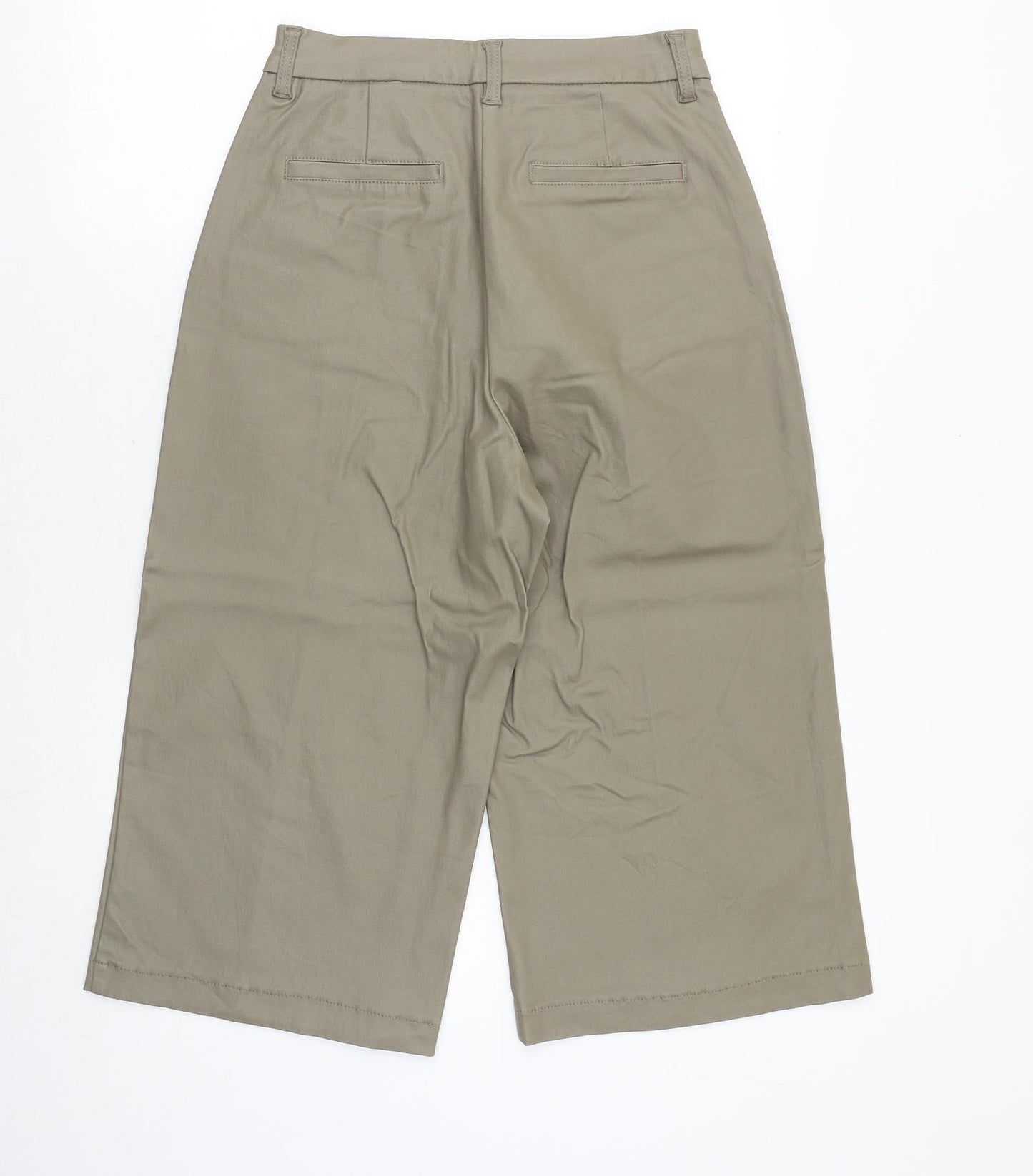 NEXT Womens Grey Viscose Cropped Trousers Size 10 Regular Zip