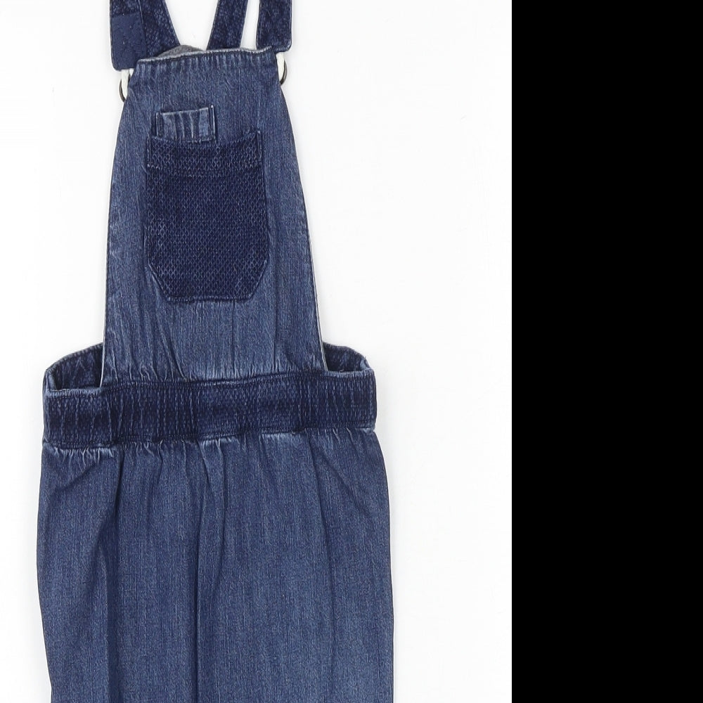 NEXT Baby Blue Cotton Dungaree One-Piece Size 12-18 Months Button