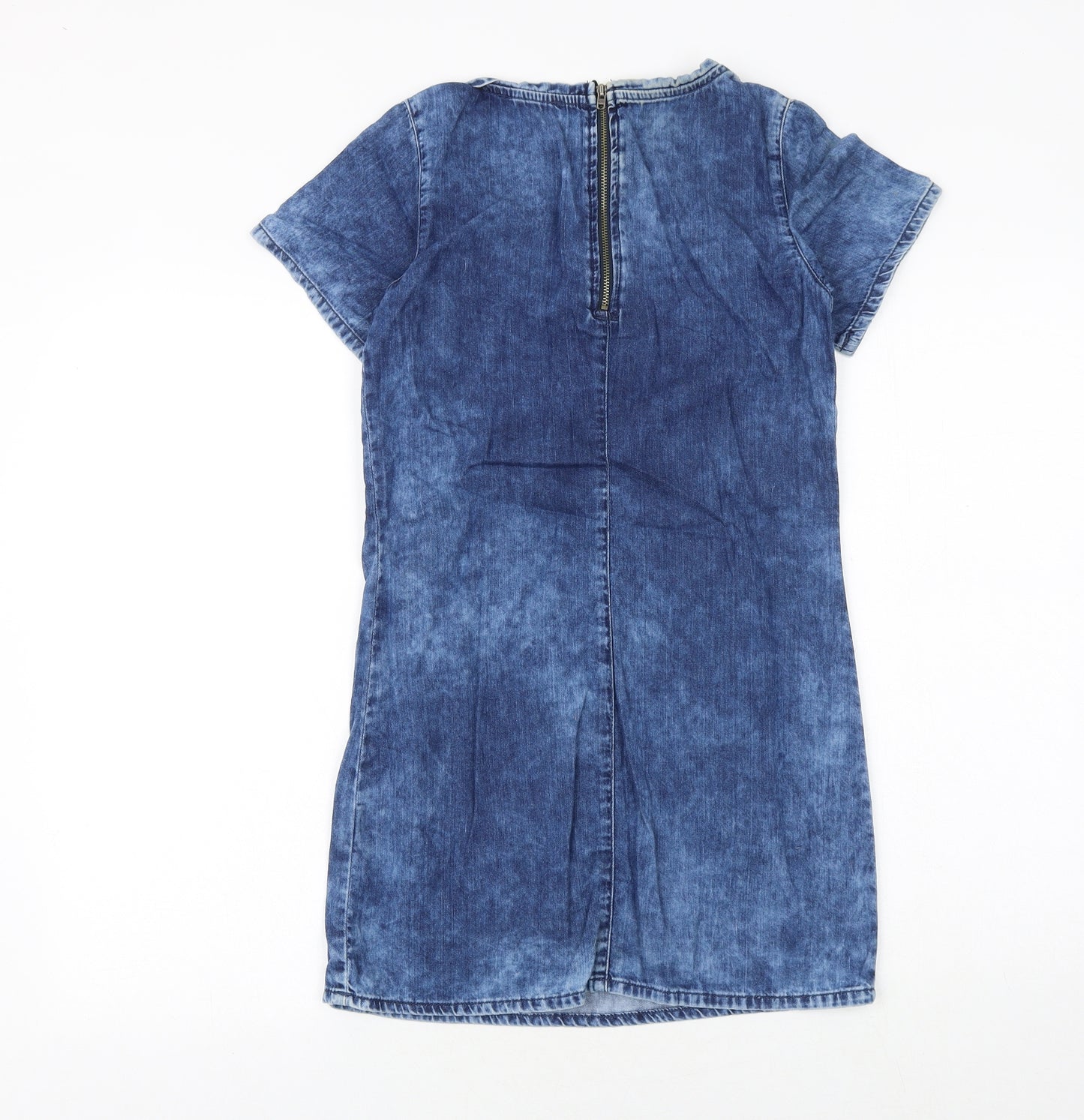 New Look Girls Blue Geometric 100% Cotton A-Line Size 10-11 Years Round Neck Zip