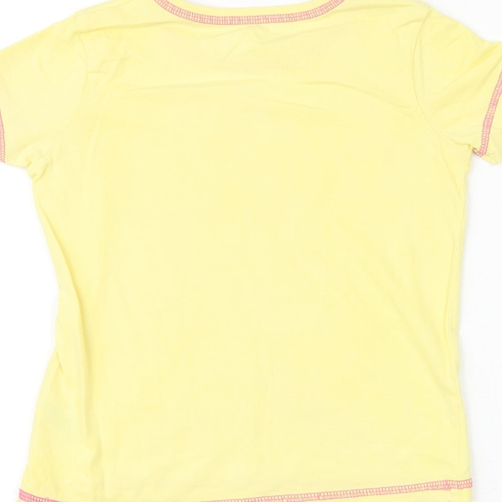 George Girls Yellow 100% Cotton Basic T-Shirt Size 5-6 Years Round Neck Pullover - Love