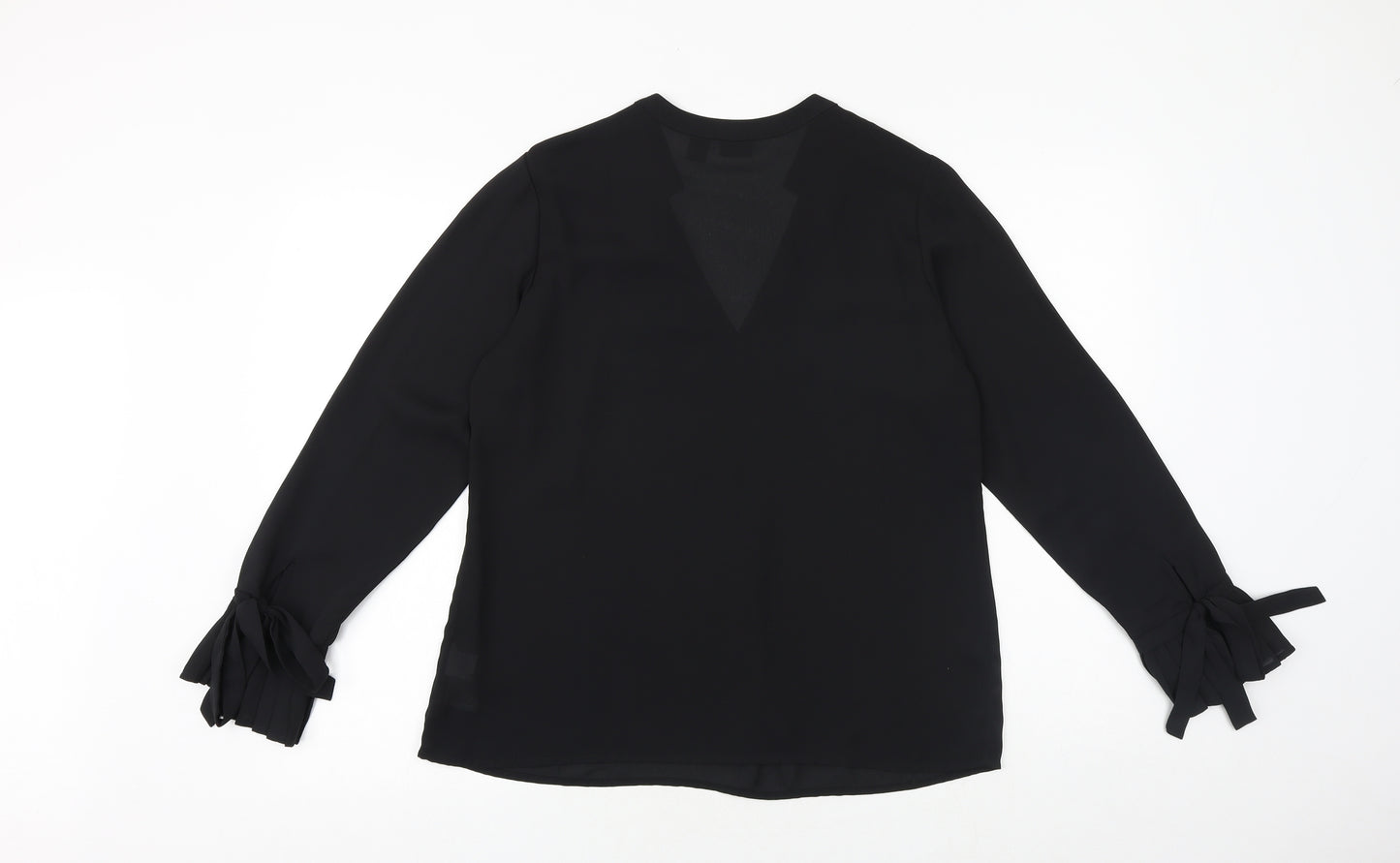 Body Flirt Womens Black Polyester Basic Blouse Size 12 V-Neck