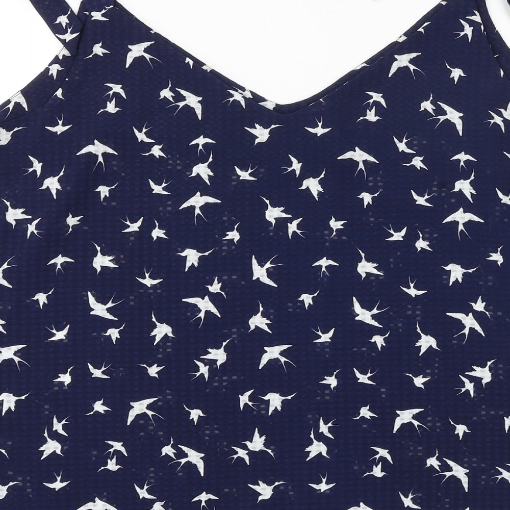 George Womens Blue Geometric Polyester Basic Tank Size 14 V-Neck - Birds