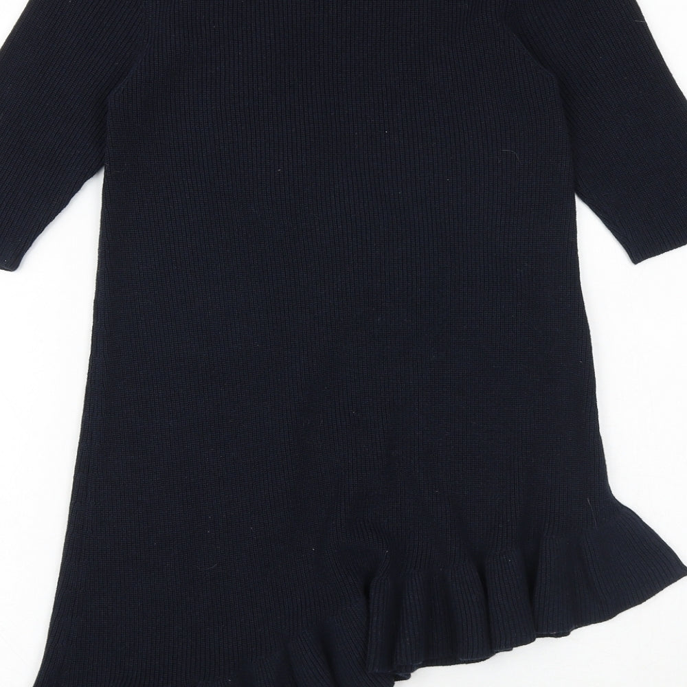 NEXT Womens Blue Boat Neck Polyester Pullover Jumper Size 12 - Asymmetric