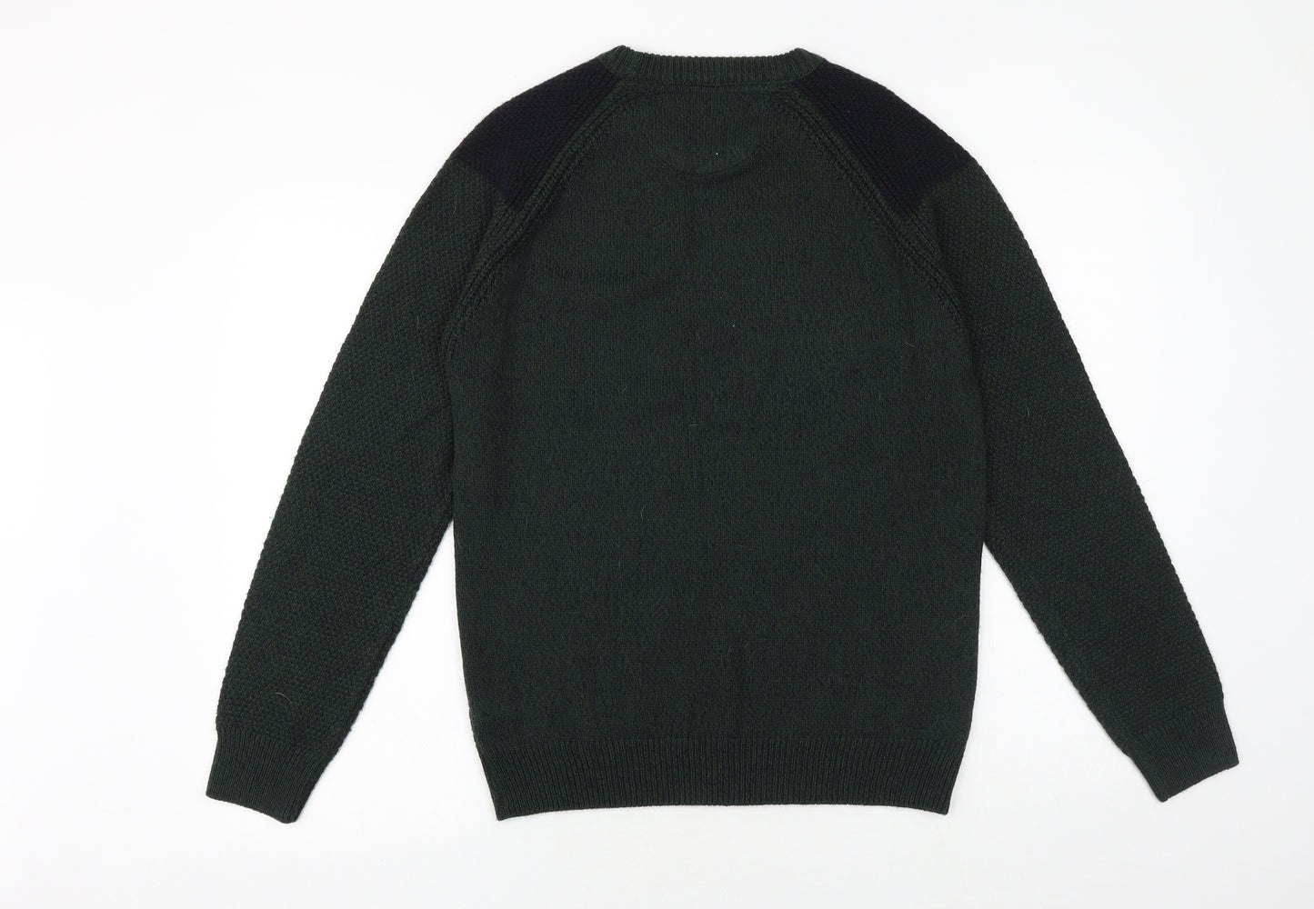 Burton Mens Green Round Neck Acrylic Pullover Jumper Size M Long Sleeve