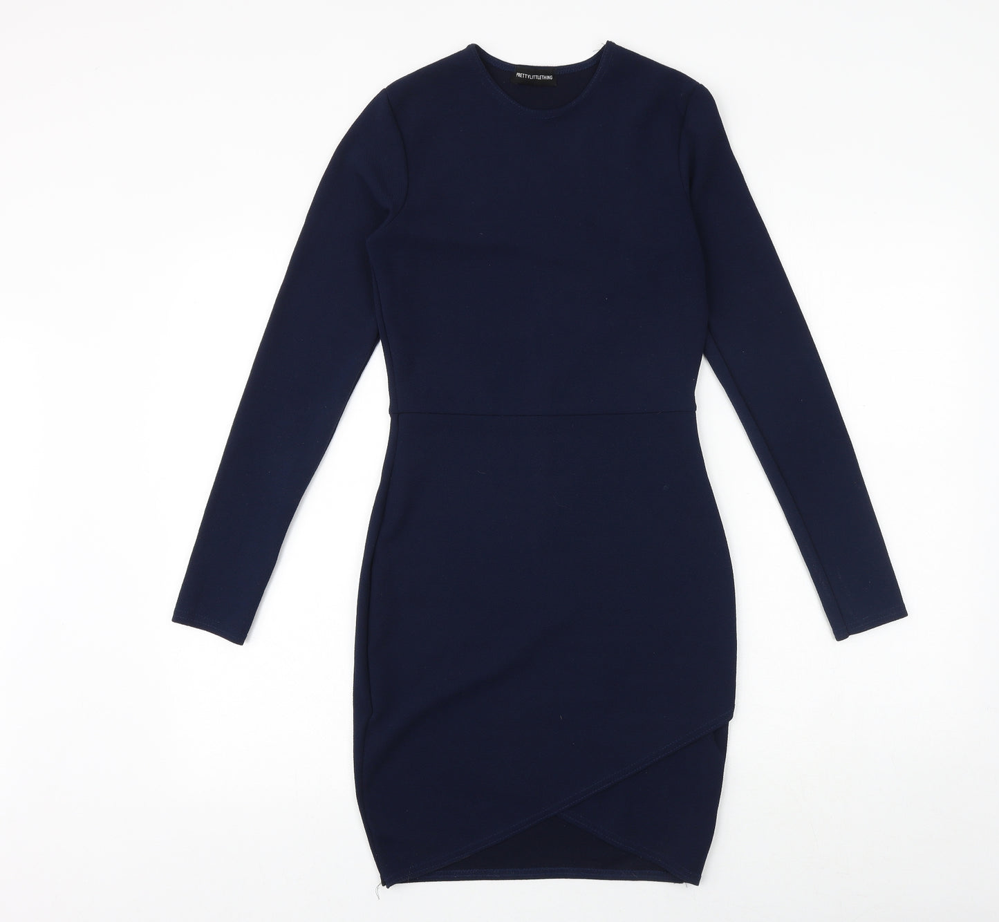 PRETTYLITTLETHING Womens Blue Polyester Shift Size 10 Round Neck Pullover