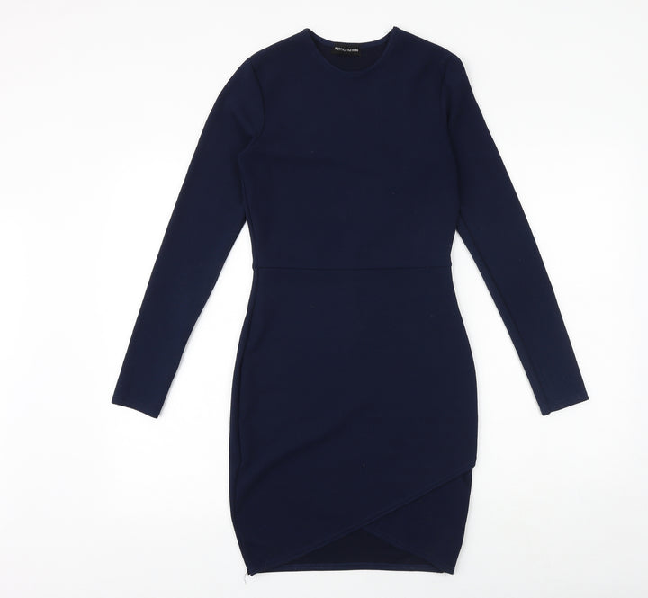 PRETTYLITTLETHING Womens Blue Polyester Shift Size 10 Round Neck Pullover