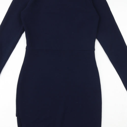 PRETTYLITTLETHING Womens Blue Polyester Shift Size 10 Round Neck Pullover