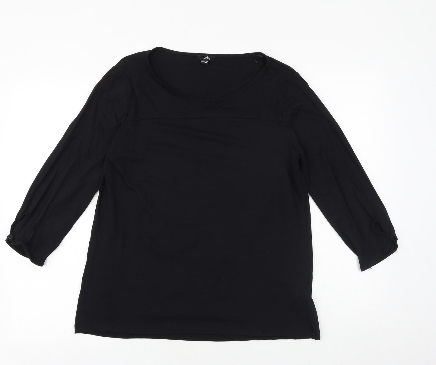Iwie Womens Black Cotton Basic Blouse Size 2XL Round Neck