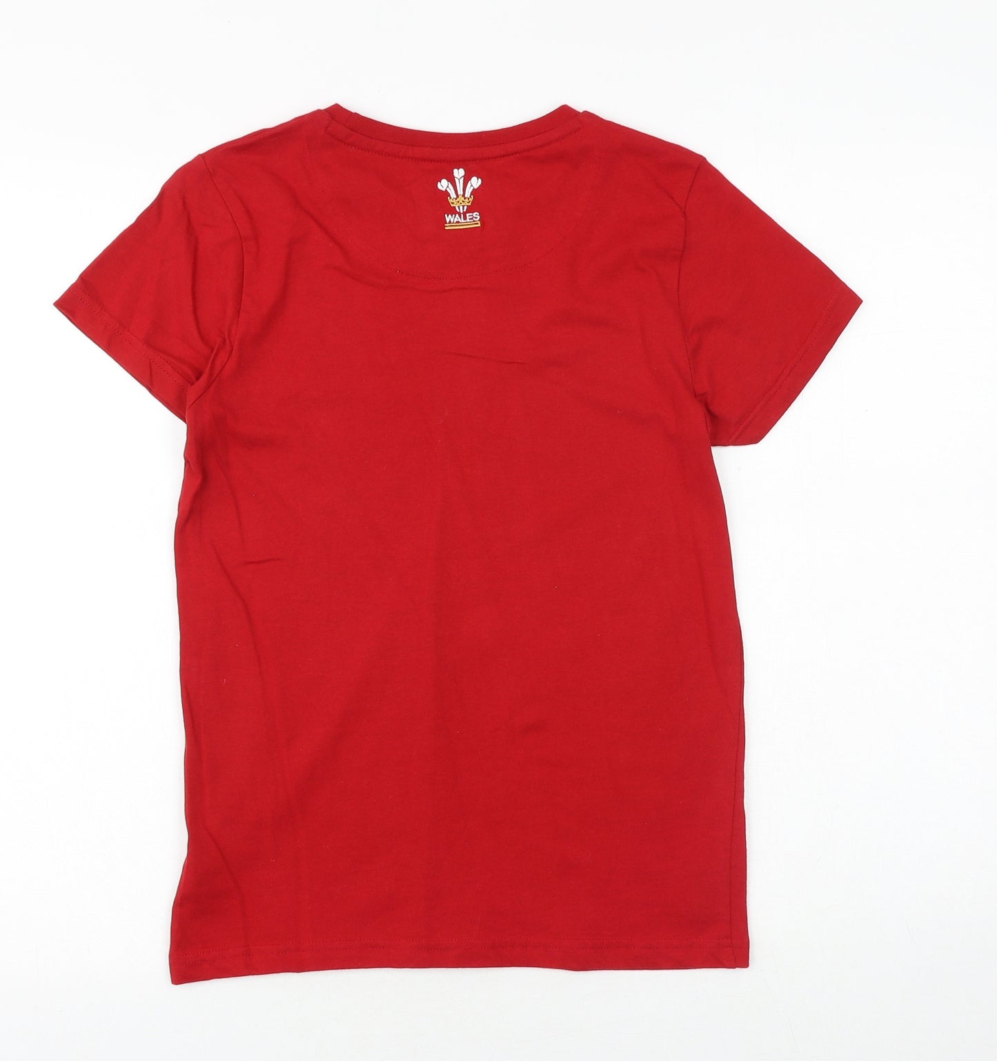 TU Boys Red 100% Cotton Basic T-Shirt Size 12 Years Round Neck Pullover - Wales