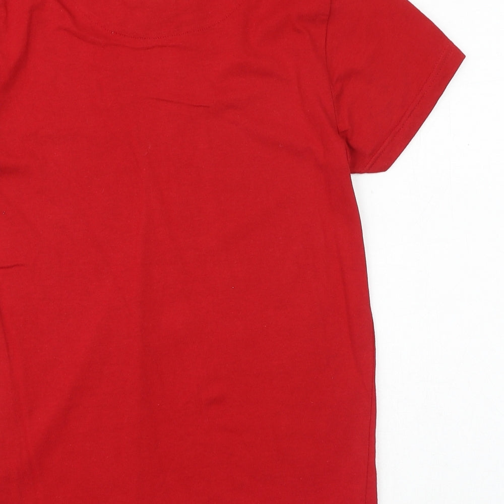 TU Boys Red 100% Cotton Basic T-Shirt Size 12 Years Round Neck Pullover - Wales