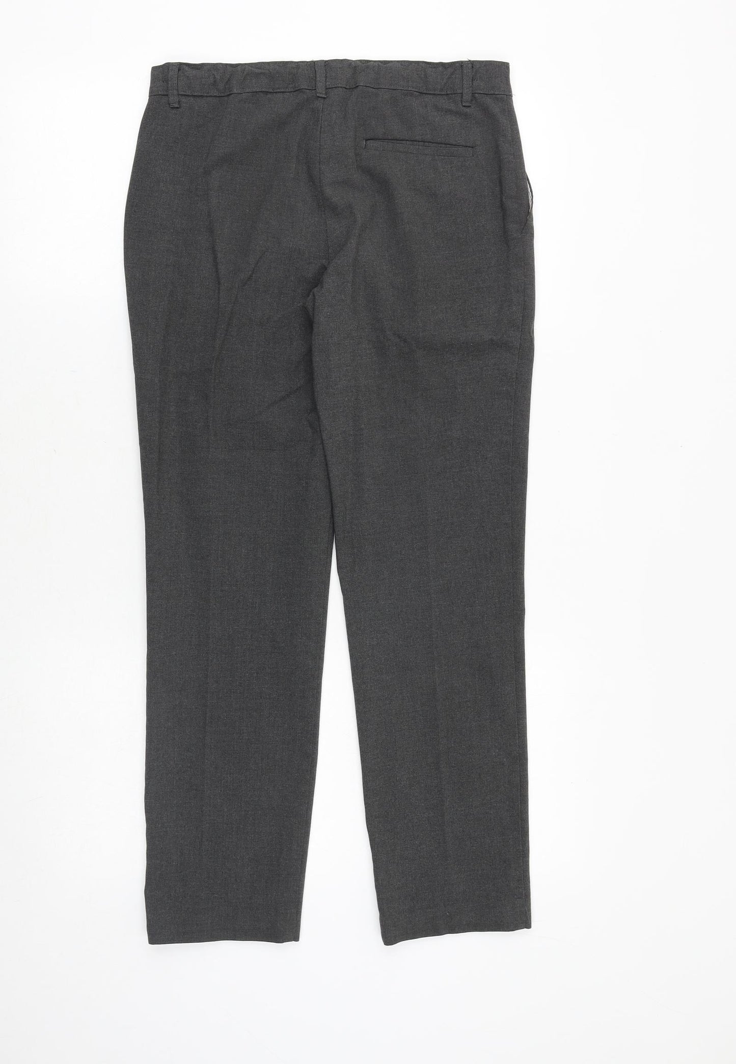 Marks and Spencer Boys Grey Polyester Chino Trousers Size 12-13 Years Regular Zip