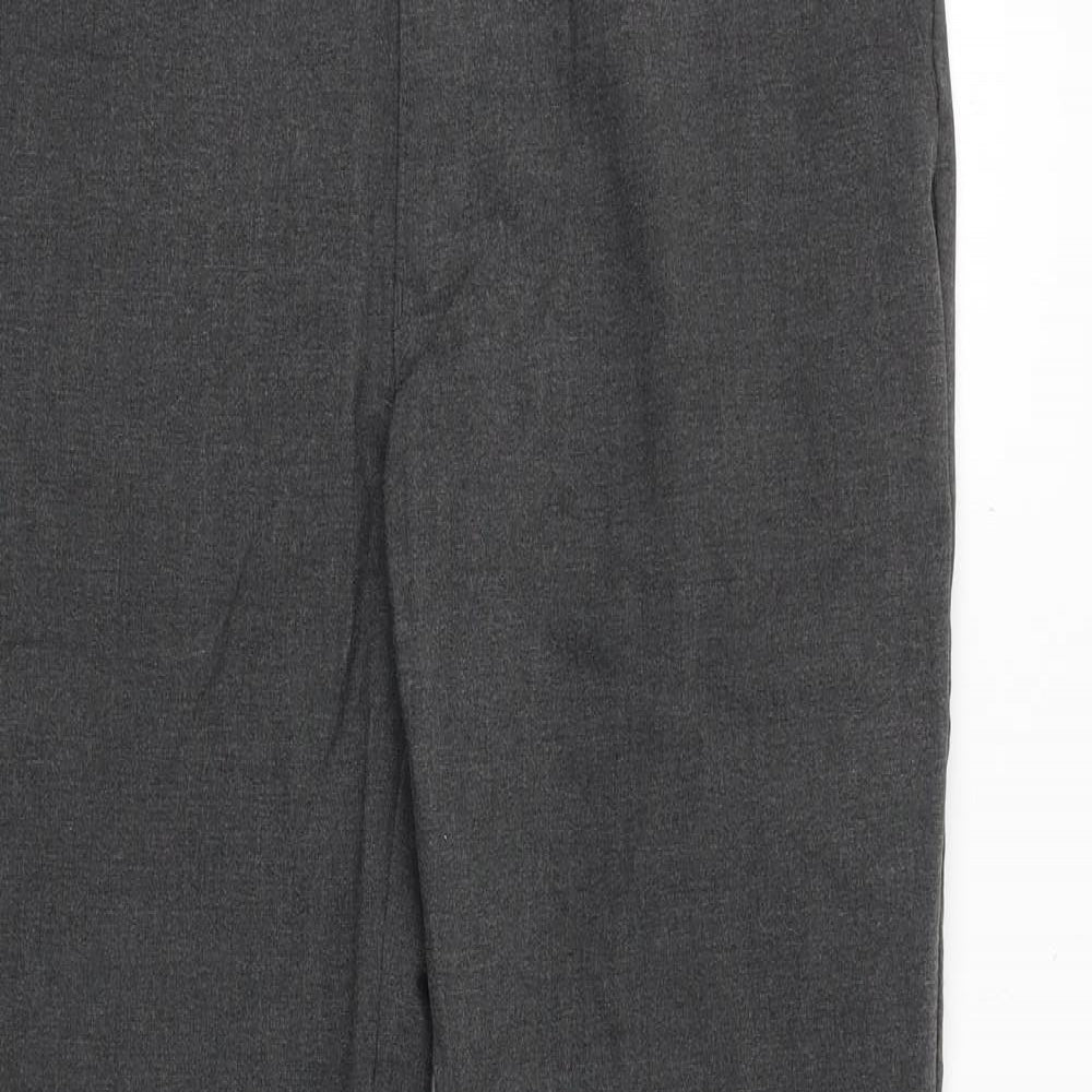 Marks and Spencer Boys Grey Polyester Chino Trousers Size 12-13 Years Regular Zip