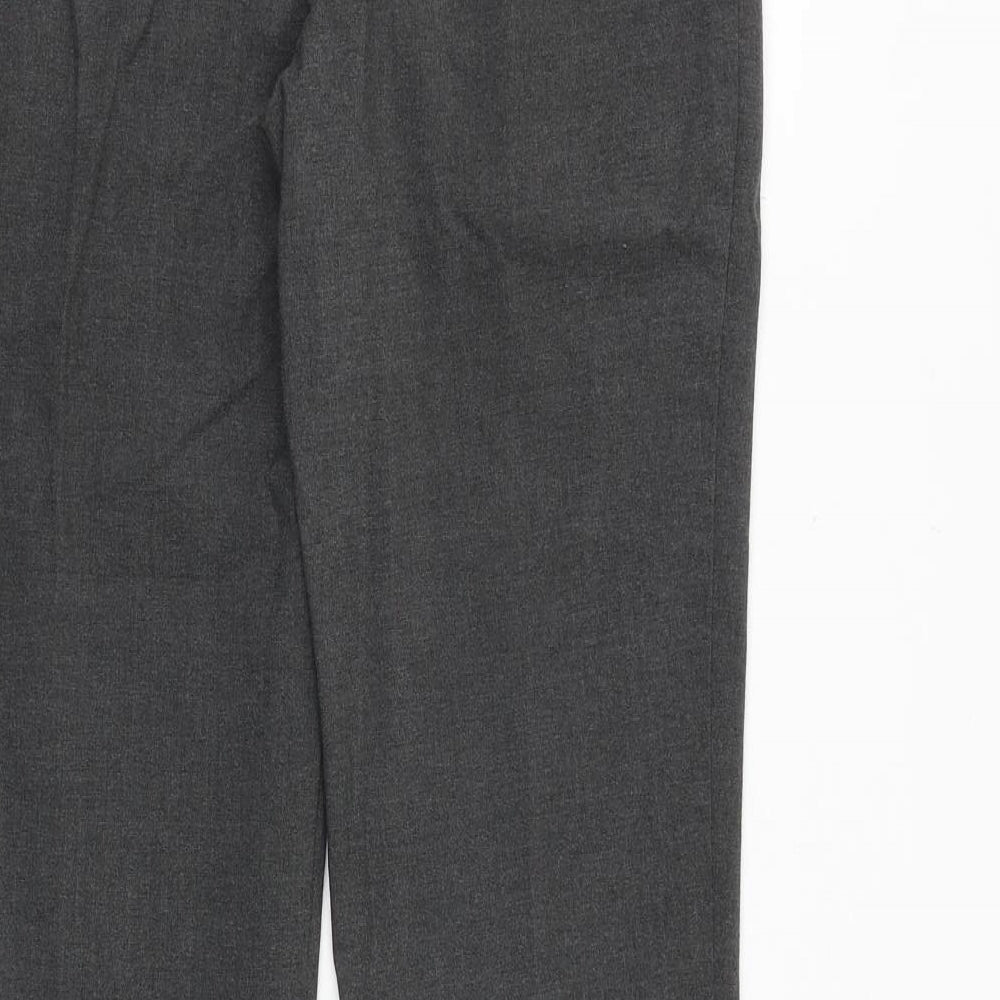 Marks and Spencer Boys Grey Polyester Chino Trousers Size 12-13 Years Regular Zip