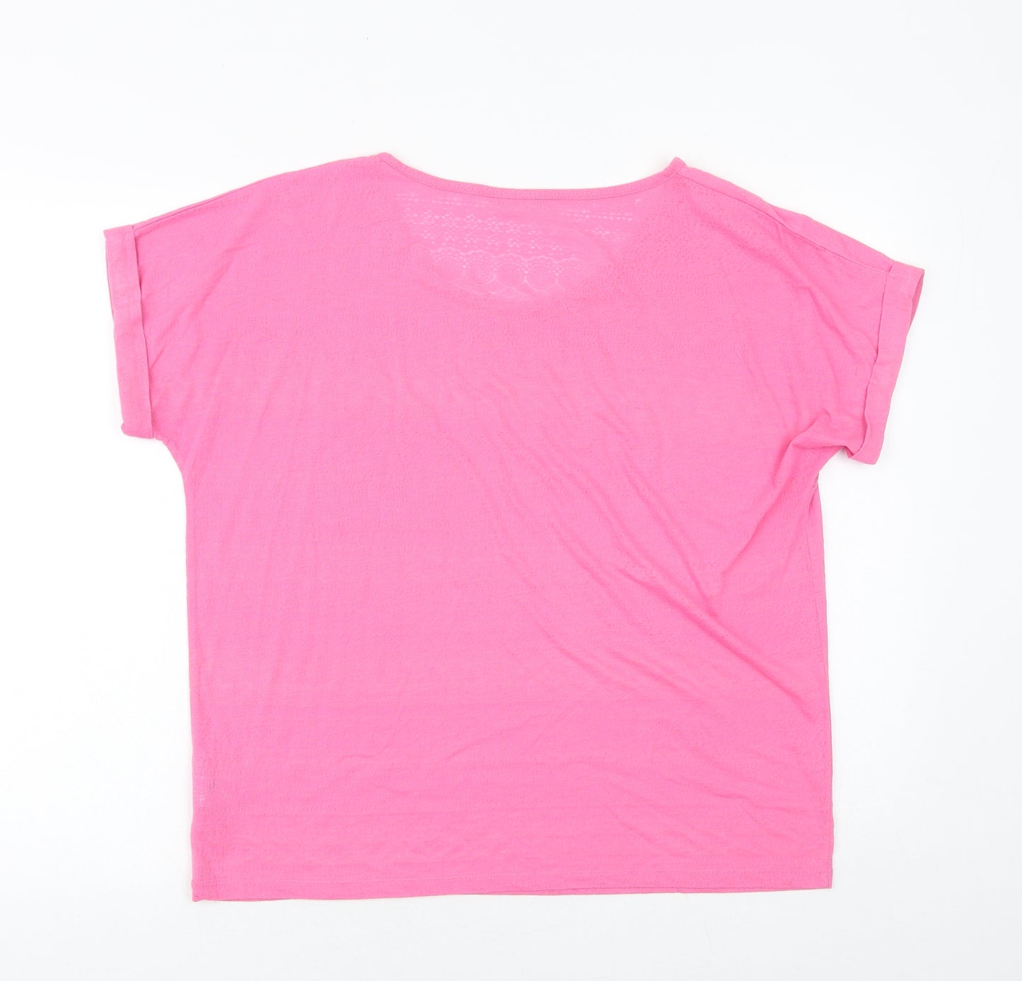 Marks and Spencer Womens Pink Cotton Basic T-Shirt Size 12 Round Neck