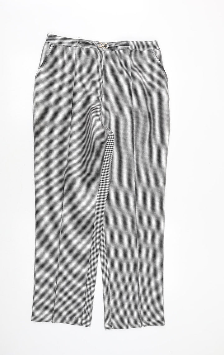 Damart Womens Black Geometric Polyester Trousers Size 16 Regular