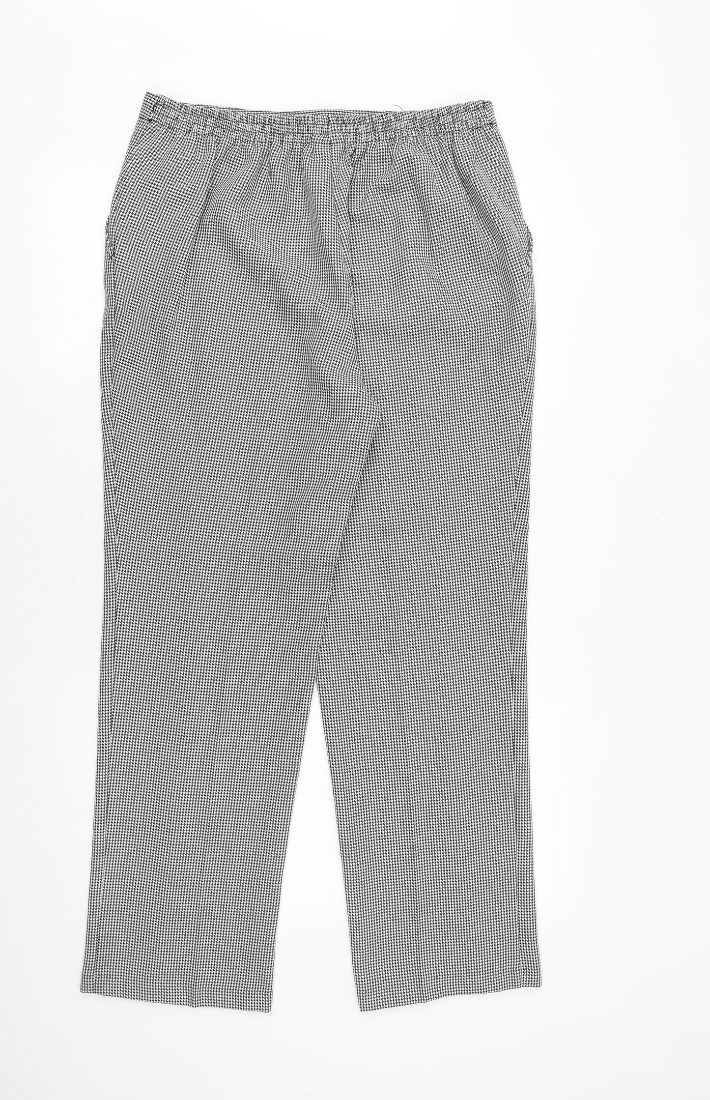 Damart Womens Black Geometric Polyester Trousers Size 16 Regular