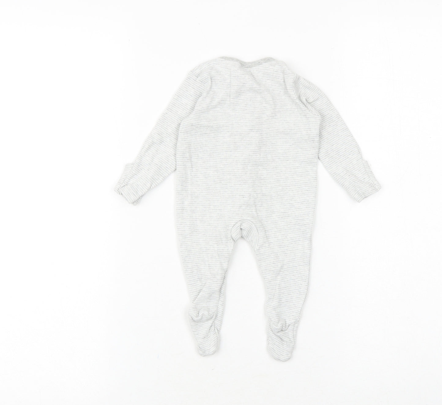 F&F Baby Grey Striped 100% Cotton Babygrow One-Piece Size Newborn Snap - Sleepsuit