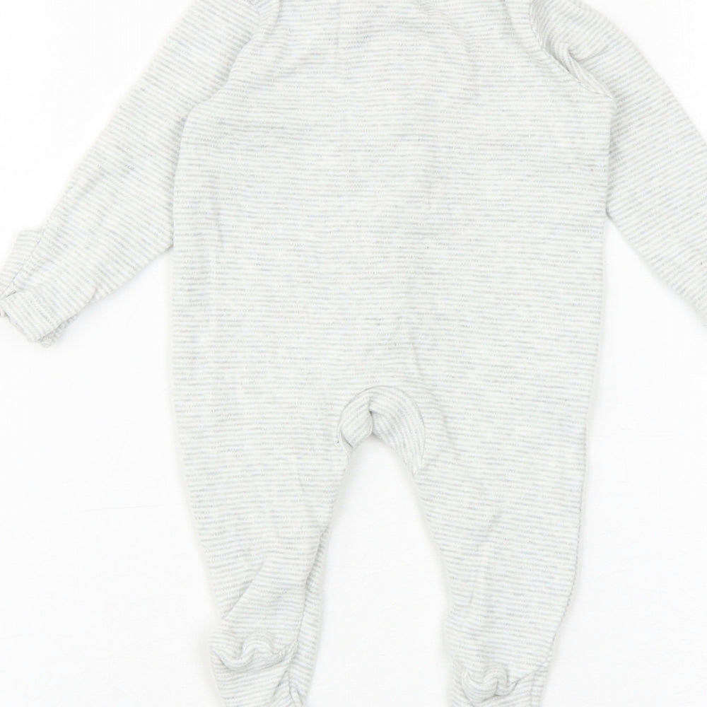 F&F Baby Grey Striped 100% Cotton Babygrow One-Piece Size Newborn Snap - Sleepsuit