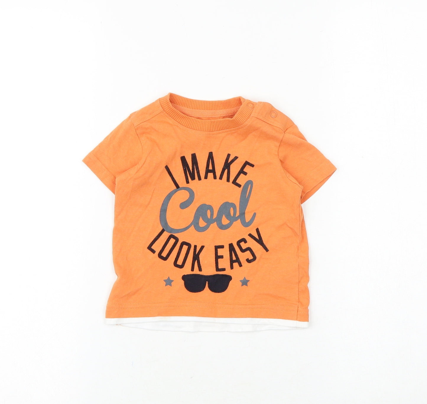 Nutmeg Baby Orange 100% Cotton Basic T-Shirt Size 9-12 Months Round Neck Snap - I Make Cool Look Easy