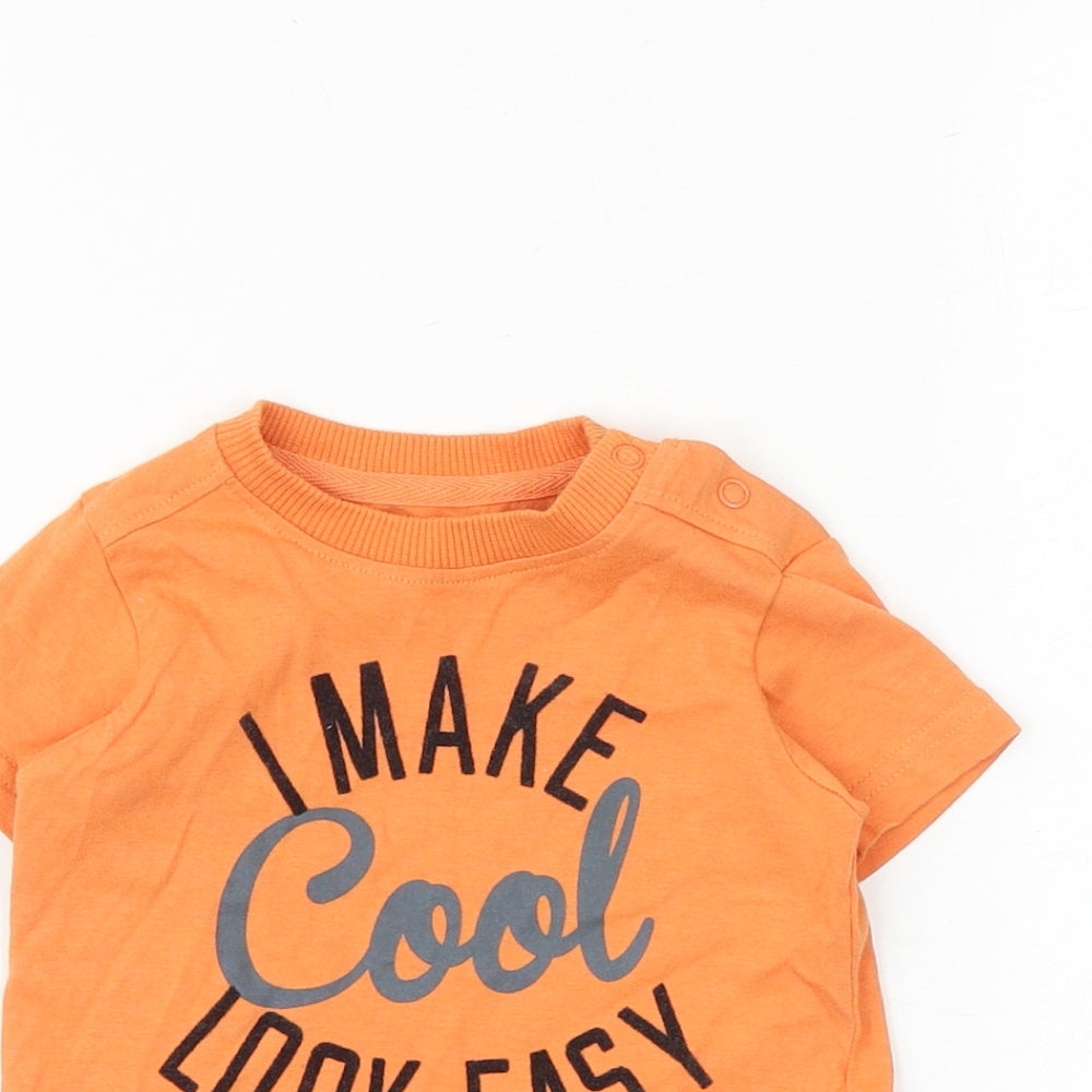Nutmeg Baby Orange 100% Cotton Basic T-Shirt Size 9-12 Months Round Neck Snap - I Make Cool Look Easy