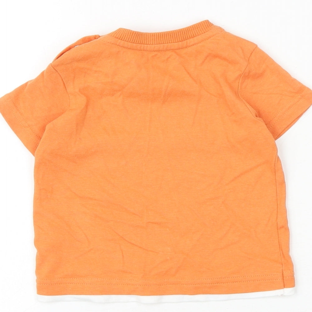 Nutmeg Baby Orange 100% Cotton Basic T-Shirt Size 9-12 Months Round Neck Snap - I Make Cool Look Easy