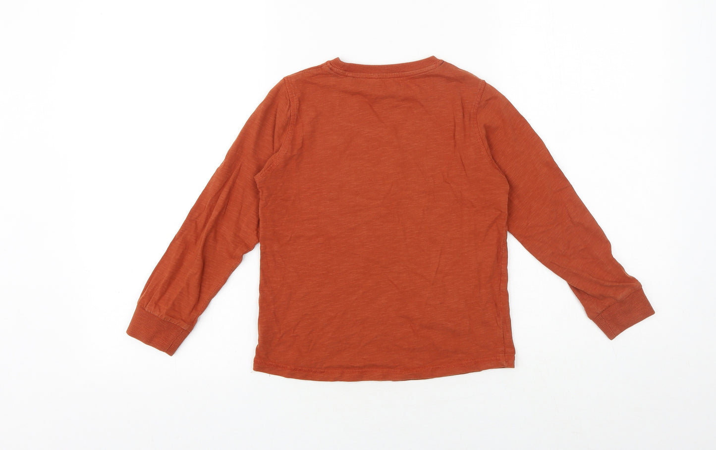 NEXT Boys Orange 100% Cotton Basic T-Shirt Size 7 Years Round Neck Pullover - Bear