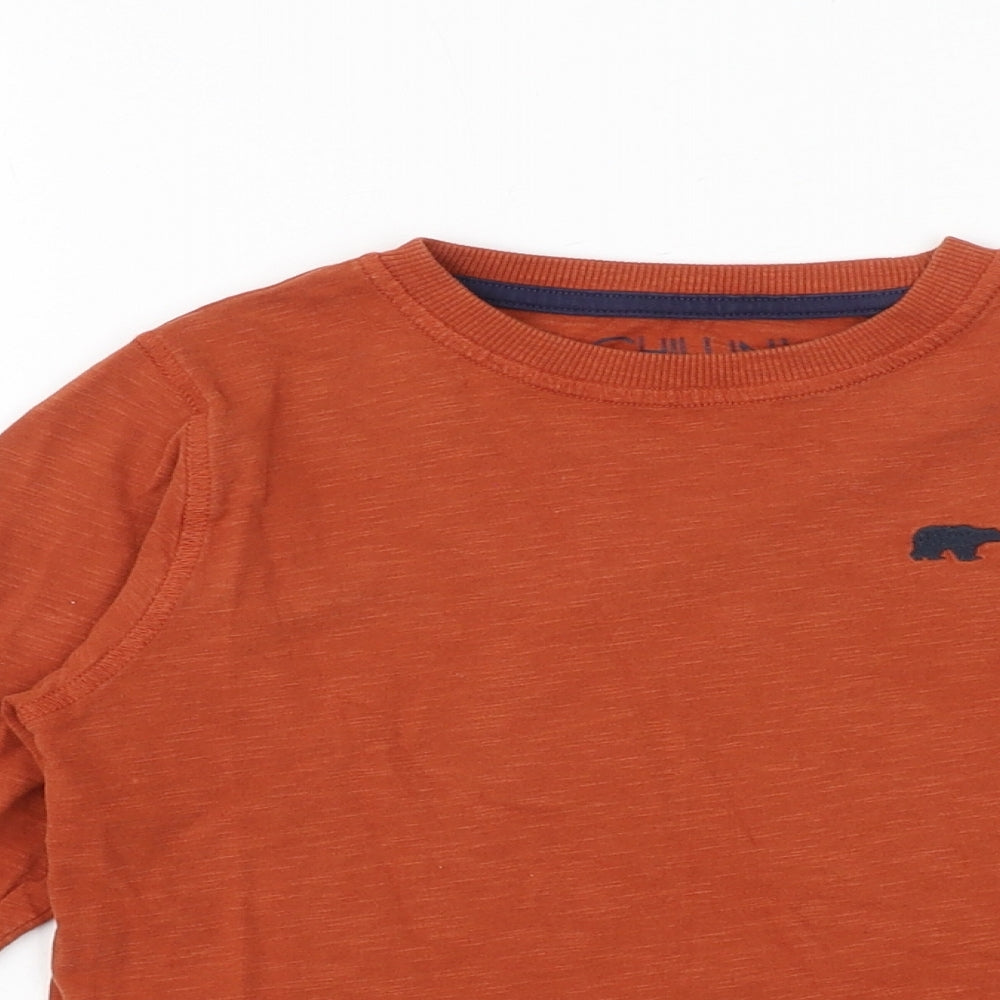 NEXT Boys Orange 100% Cotton Basic T-Shirt Size 7 Years Round Neck Pullover - Bear