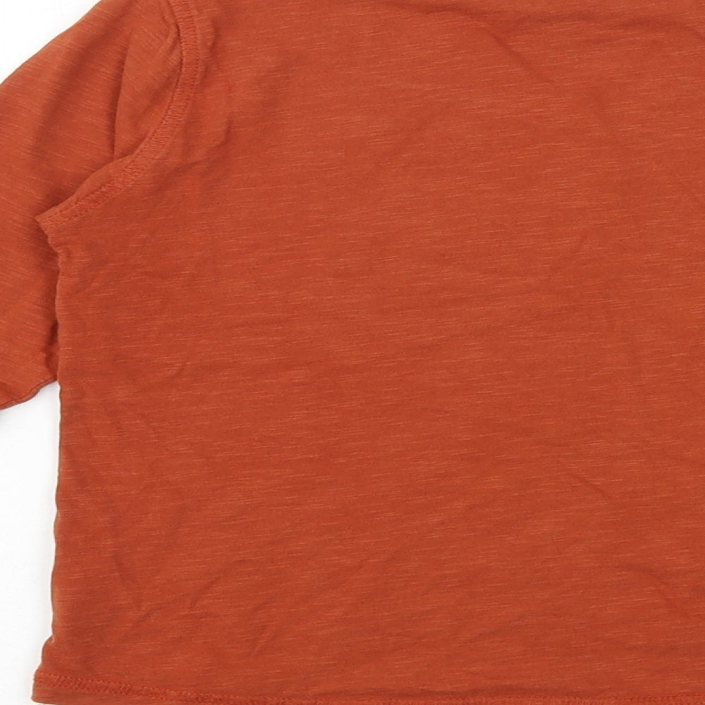 NEXT Boys Orange 100% Cotton Basic T-Shirt Size 7 Years Round Neck Pullover - Bear