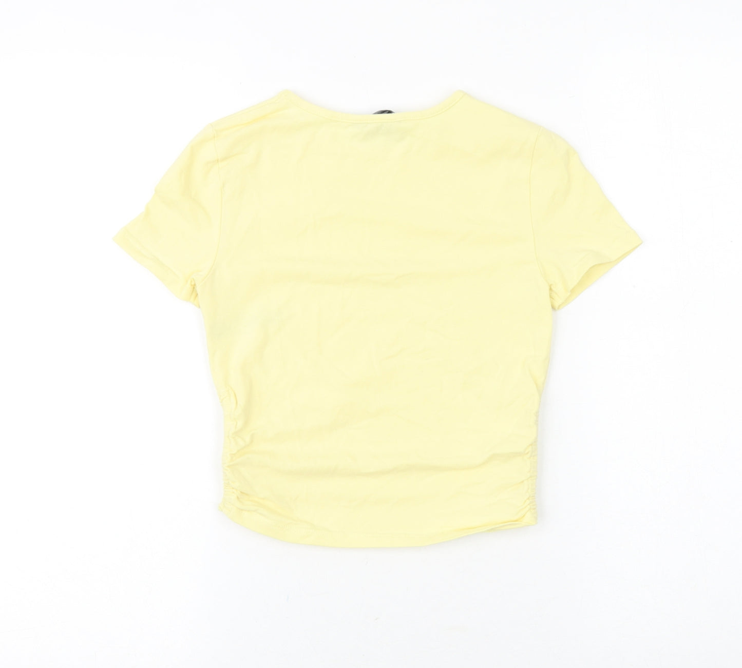 New Look Girls Yellow 100% Cotton Basic T-Shirt Size 12-13 Years Round Neck Pullover - Miami Beach
