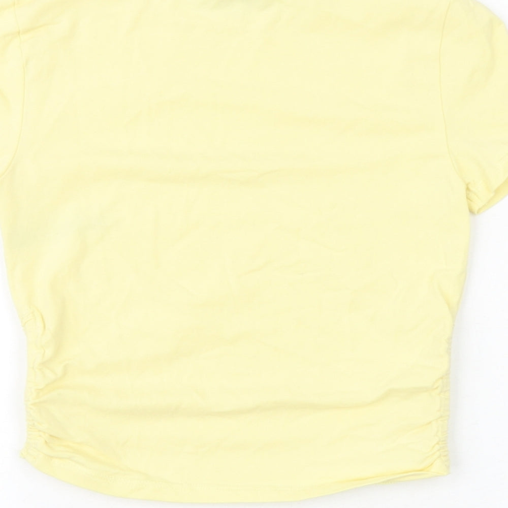 New Look Girls Yellow 100% Cotton Basic T-Shirt Size 12-13 Years Round Neck Pullover - Miami Beach