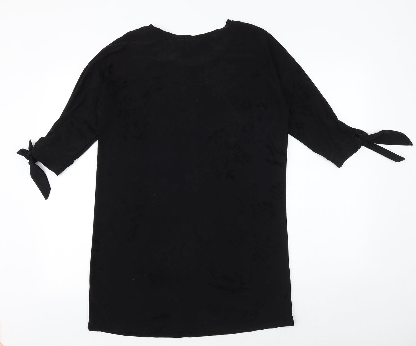 George Womens Black Polyester Tunic Blouse Size 10 Round Neck