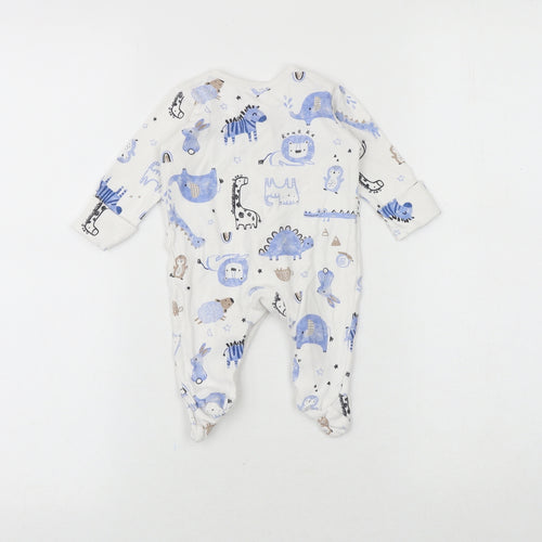 George Baby White Geometric 100% Cotton Babygrow One-Piece Size 0-3 Months Snap - Sleepsuit, Animals