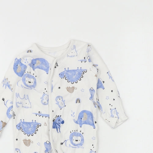 George Baby White Geometric 100% Cotton Babygrow One-Piece Size 0-3 Months Snap - Sleepsuit, Animals