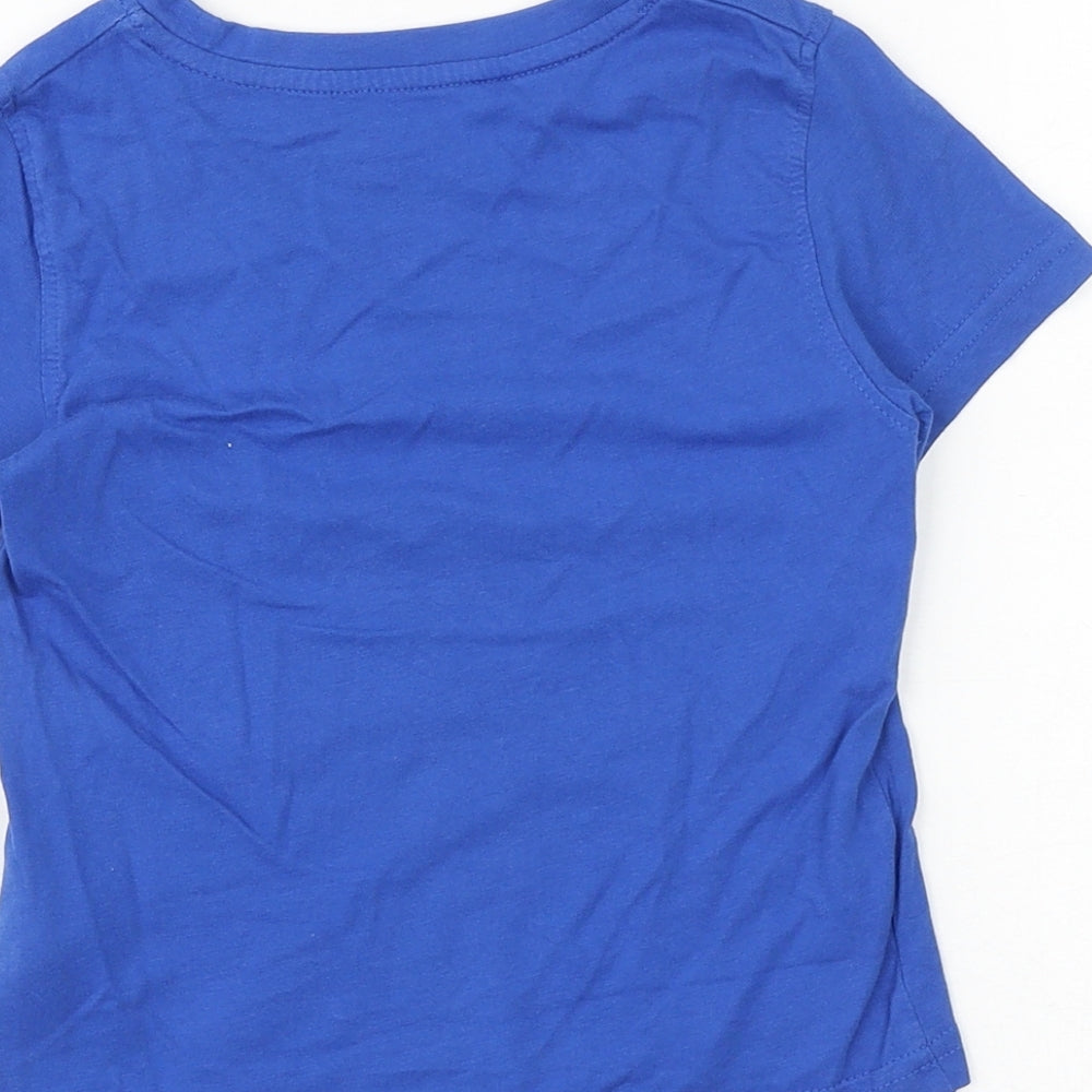 Regatta Boys Blue 100% Cotton Basic T-Shirt Size 3-4 Years Round Neck Pullover - Palm Tree