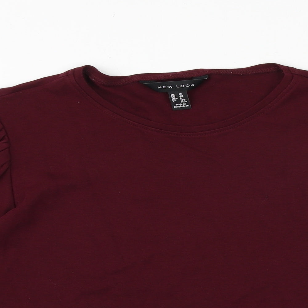 New Look Womens Purple 100% Cotton Basic T-Shirt Size 12 Round Neck